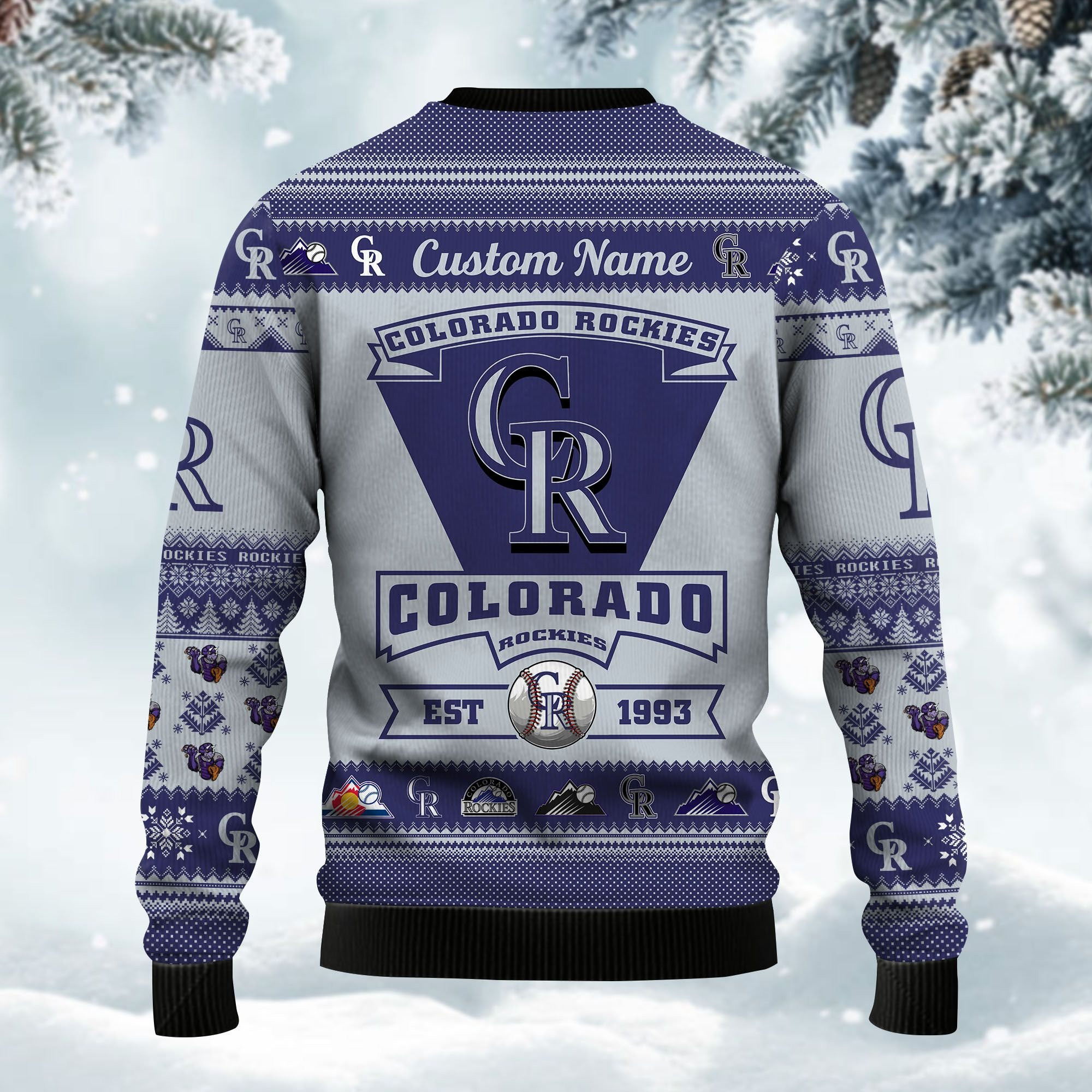Colorado Rockies Football Team Logo Custom Name Personalized Ugly Christmas Sweater Adult 3D Funny Matching for family - Image 3