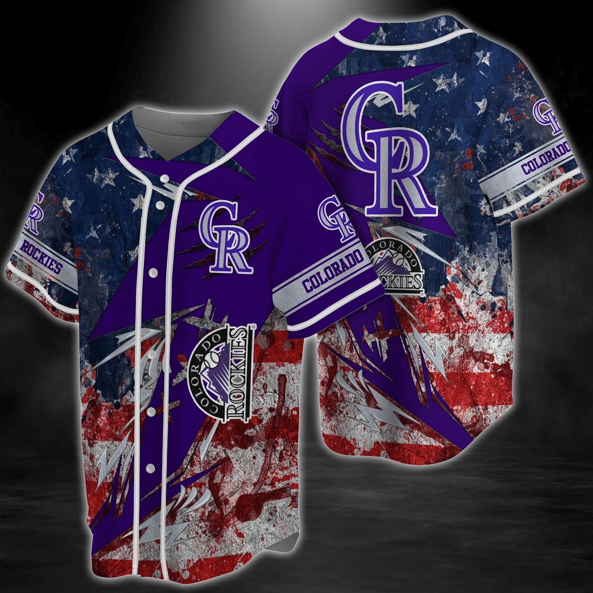 Colorado Rockies Mlb Baseball Jersey Shirt Us Flag