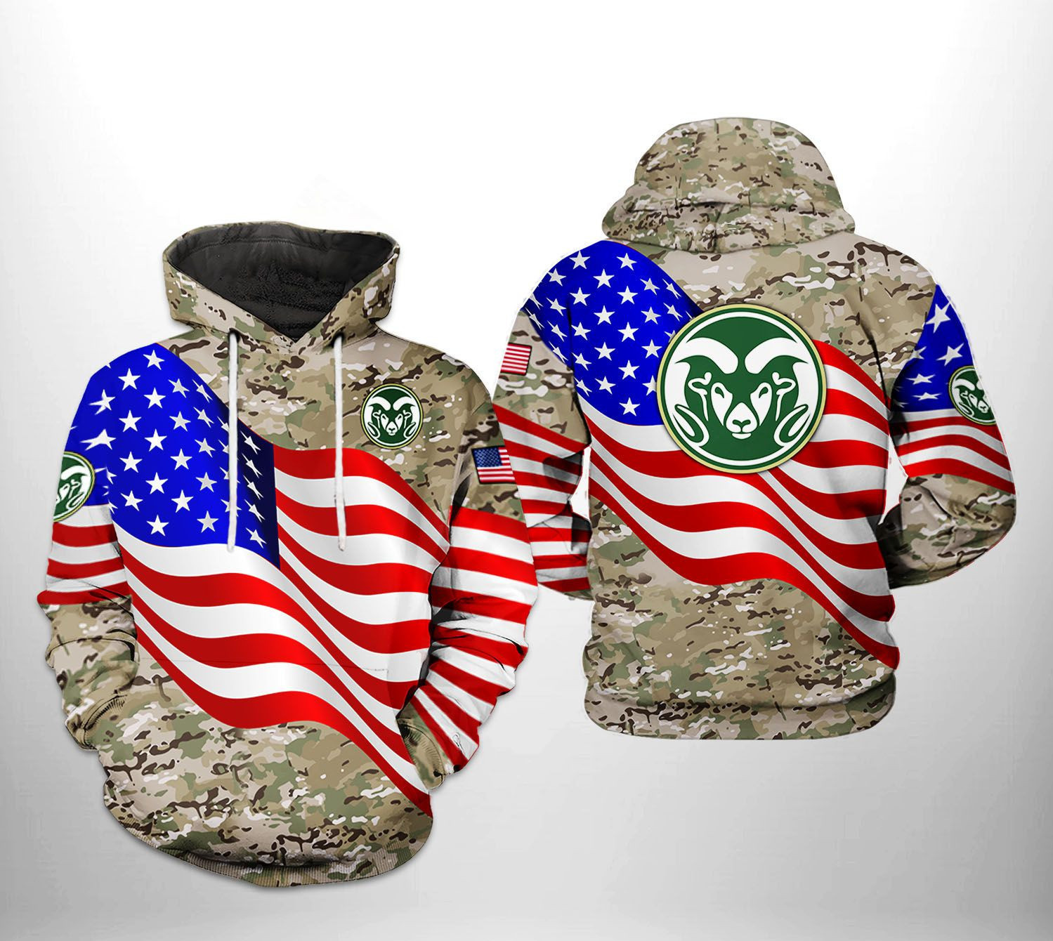 Colorado State Rams NCAA US Flag Camo Veteran 3D All Over Print Hoodie, Zip Hoodie