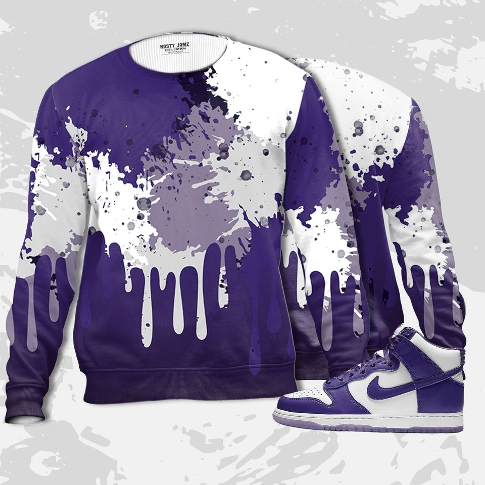 Colorful 3D Art Unisex Sneaker Shirt Match Dunk High Varsity Purple