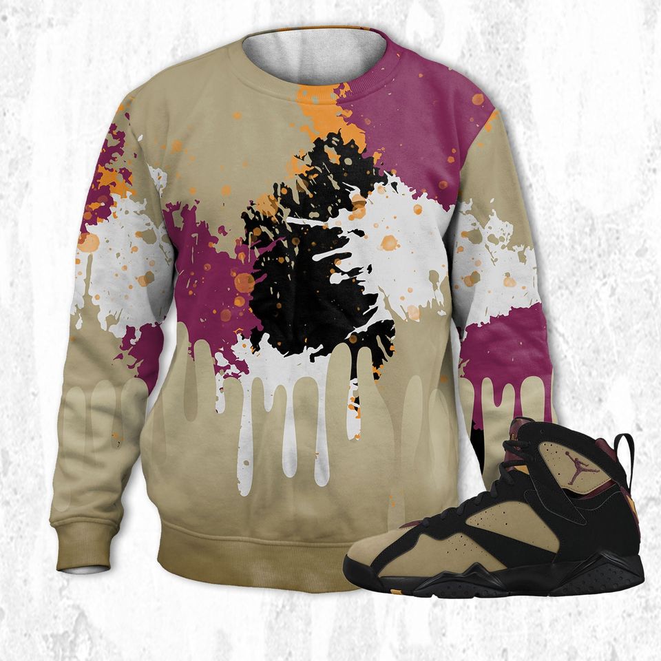 Colorful 3D Art.Jordan 7 Black Olive Cherrywood, outfit sweatshirt