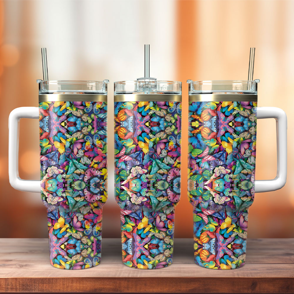 Colorful Butterfly Custom Stanley Cup 40 oz 30 oz Tumbler With HandleTVC2301236