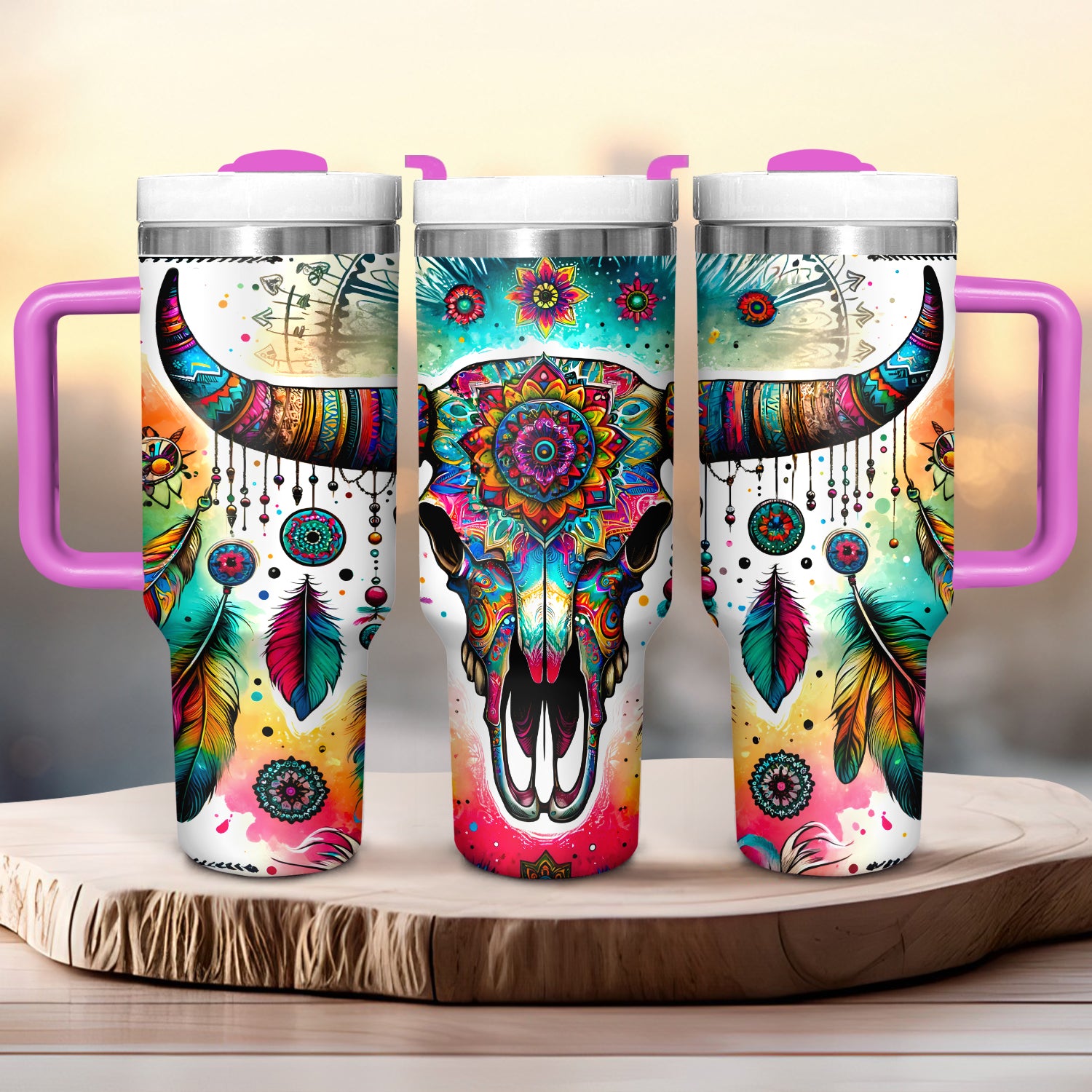 Colorful Cow Skull Custom Stanley Cup 40 oz 30 oz Tumbler With HandleTVC2301724