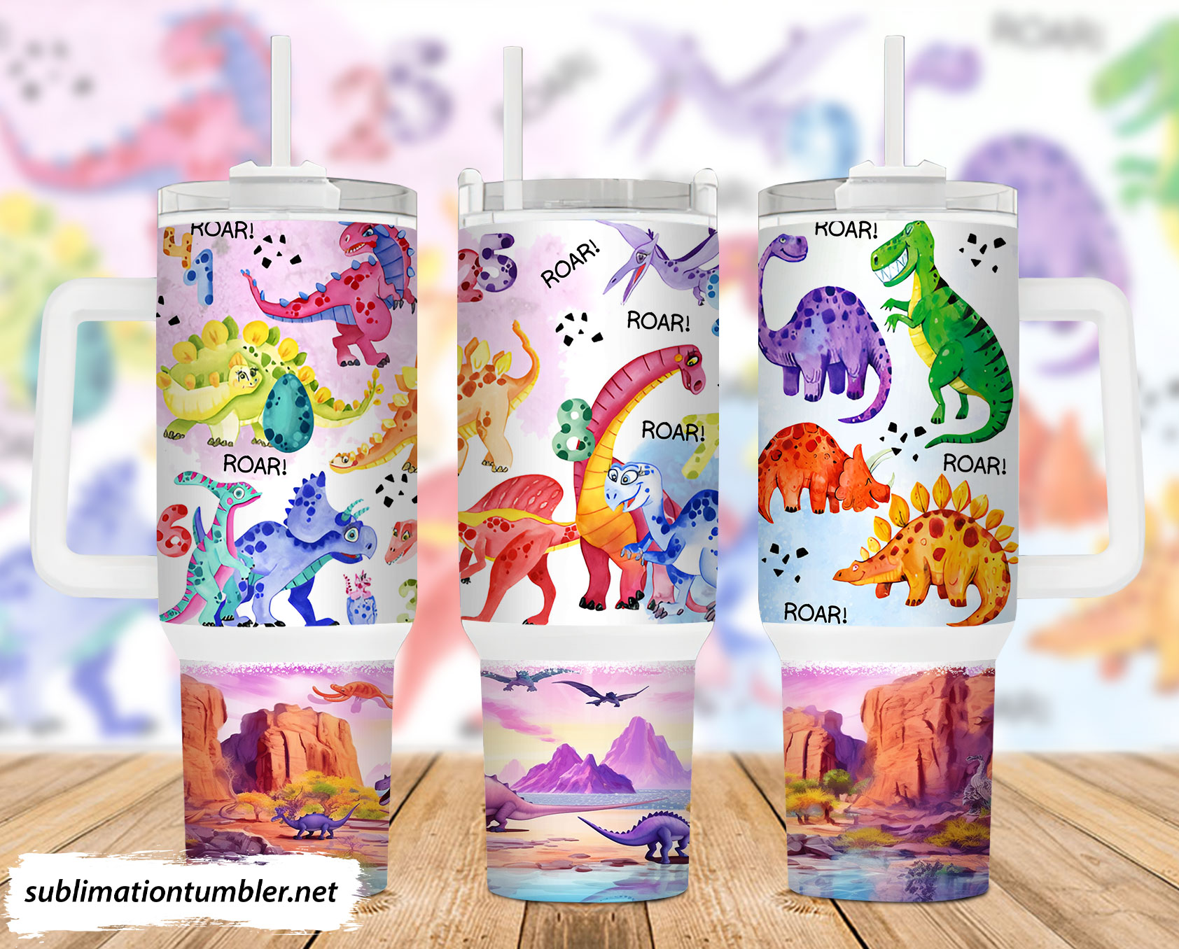 Colorful Dinosaurs Custom Stanley Cup 40 oz 30 oz Tumbler With HandleTVC2301901