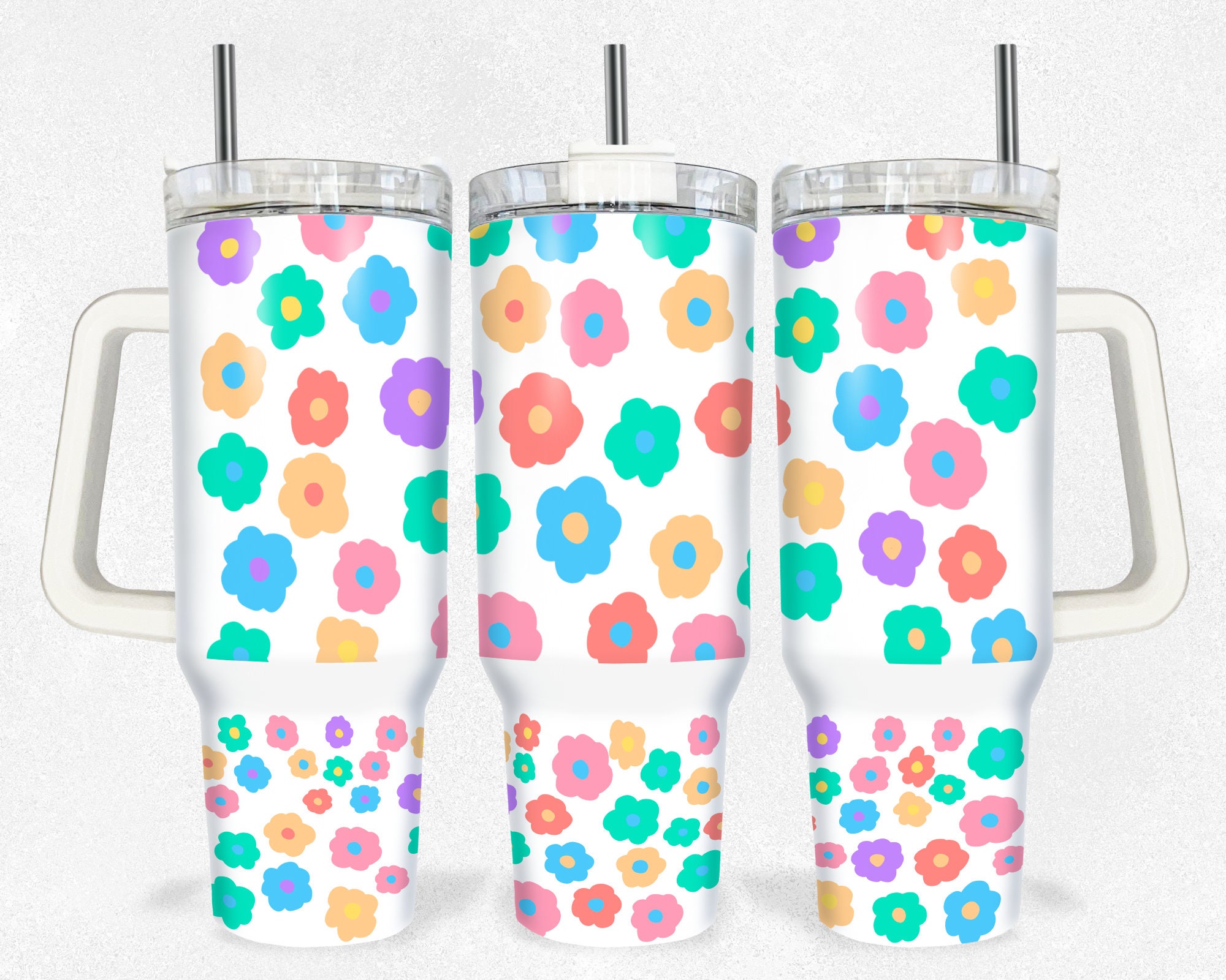 Colorful Flowers Custom Stanley Cup 40 oz 30 oz Tumbler With HandleTVC2301156