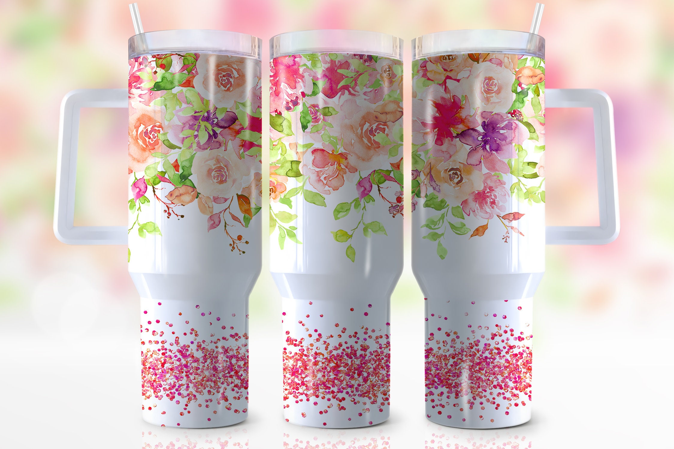 Colorful Flowers Custom Stanley Cup 40 oz 30 oz Tumbler With HandleTVC2301950