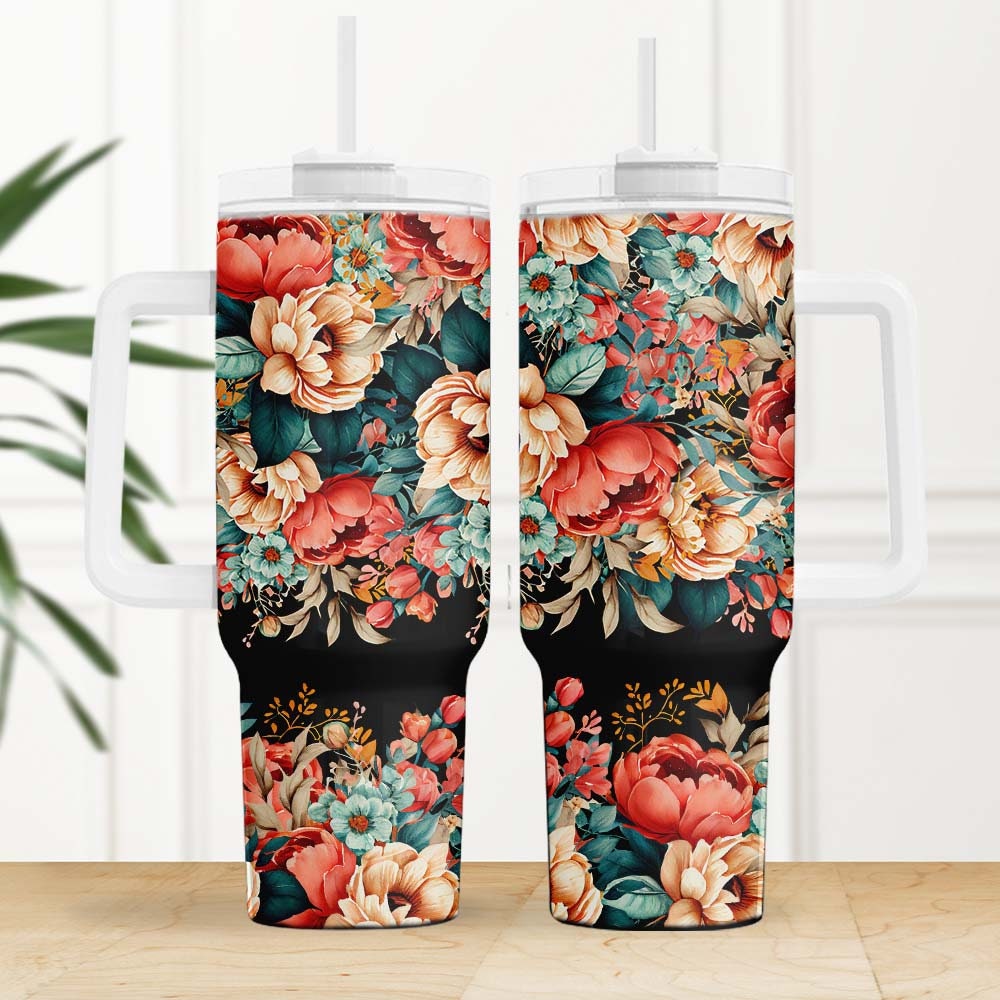 Colorful Flowers Custom Stanley Cup 40 oz 30 oz Tumbler With HandleTVC2301959