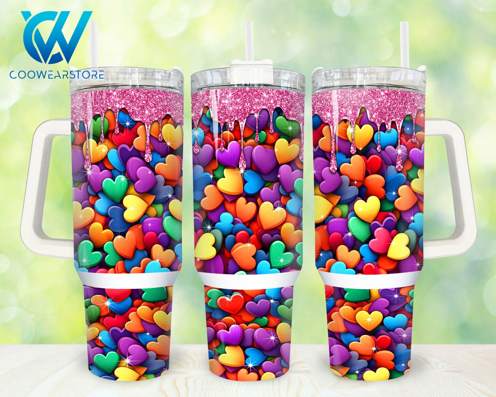 Colorful Hearts Custom Stanley Cup 40 oz 30 oz Tumbler With HandleTVC2301861