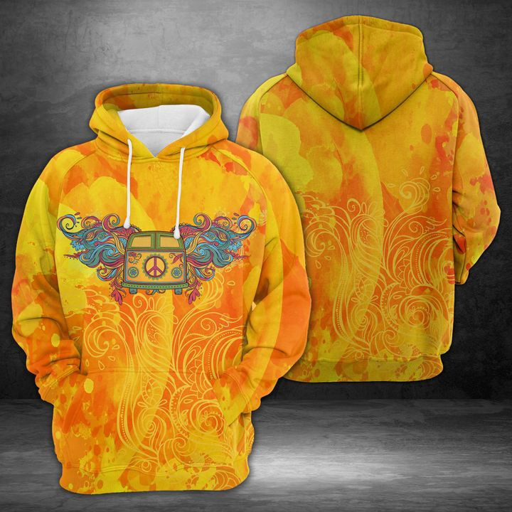 Colorful Hippie Bus 3D All Over Print Hoodie, Zip Hoodie