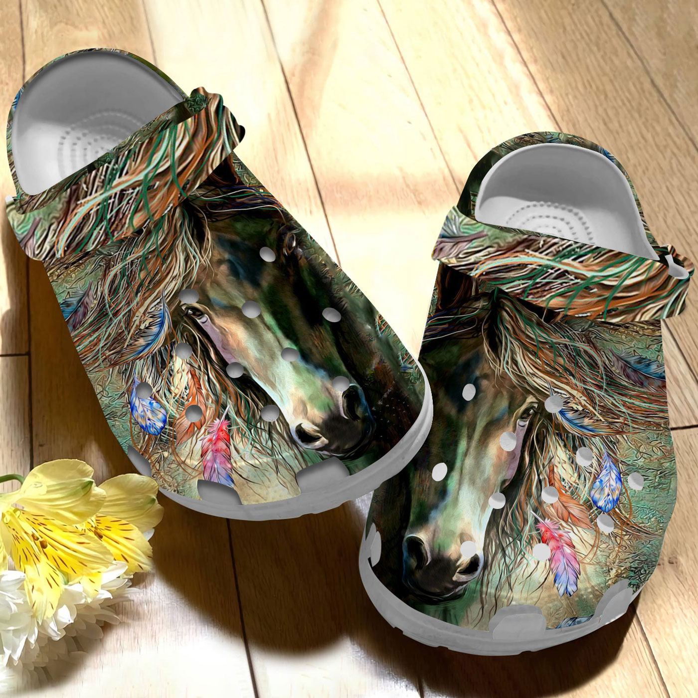 Colorful Horse Crocs Crocband Clogs Shoes Comfortable For Men Women and Kids