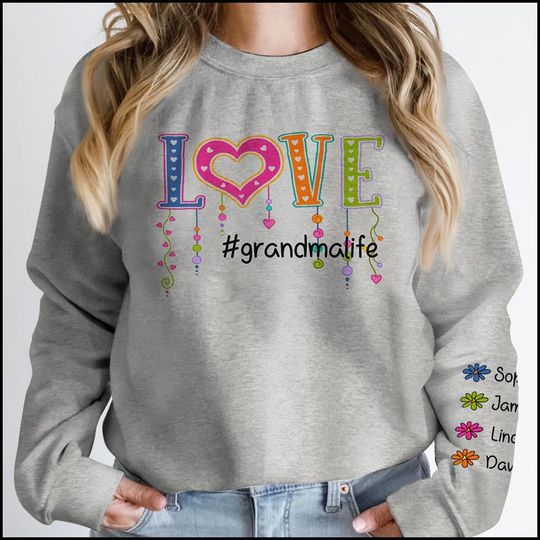 Colorful Love Grandma Auntie Mom Life Flower Kids Personalized 3D Sweatshirt - Image 6