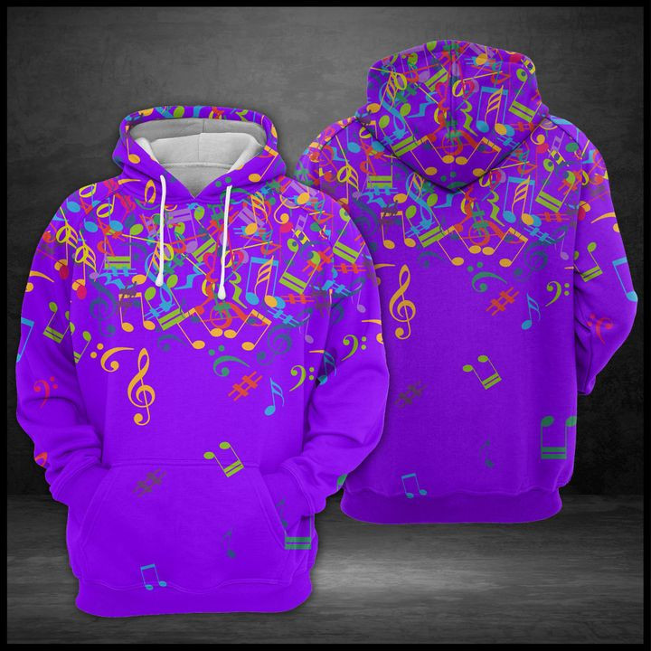 Colorful Music Notes 3D All Over Print Hoodie, Zip Hoodie