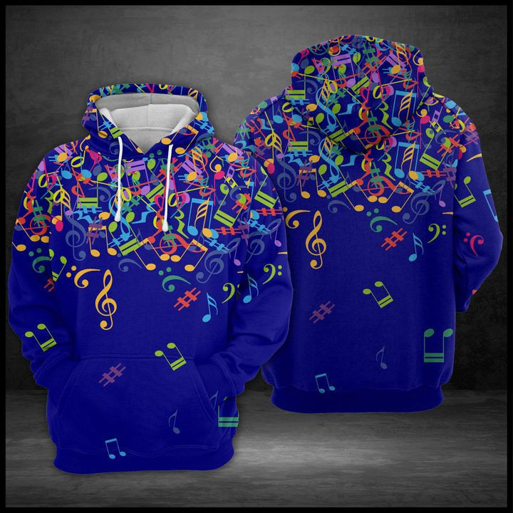 Colorful Music Notes 3D All Over Print Hoodie, Zip Hoodie