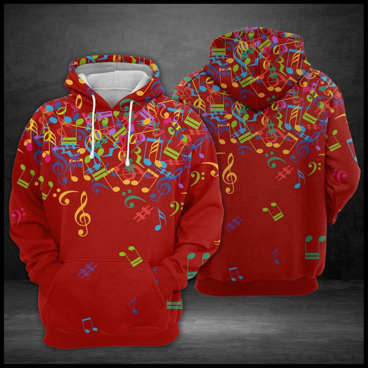 Colorful Music Notes 3D All Over Print Hoodie, Zip Hoodie