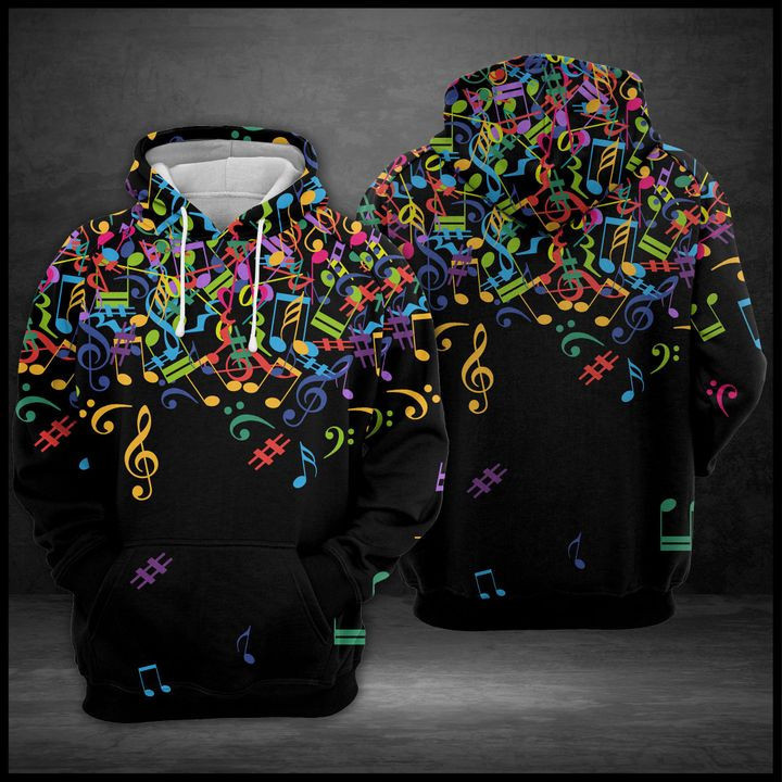 Colorful Music Notes 3D All Over Print Hoodie, Zip Hoodie