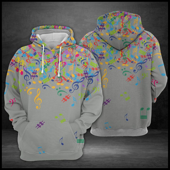 Colorful Music Notes 3D All Over Print Hoodie, Zip Hoodie