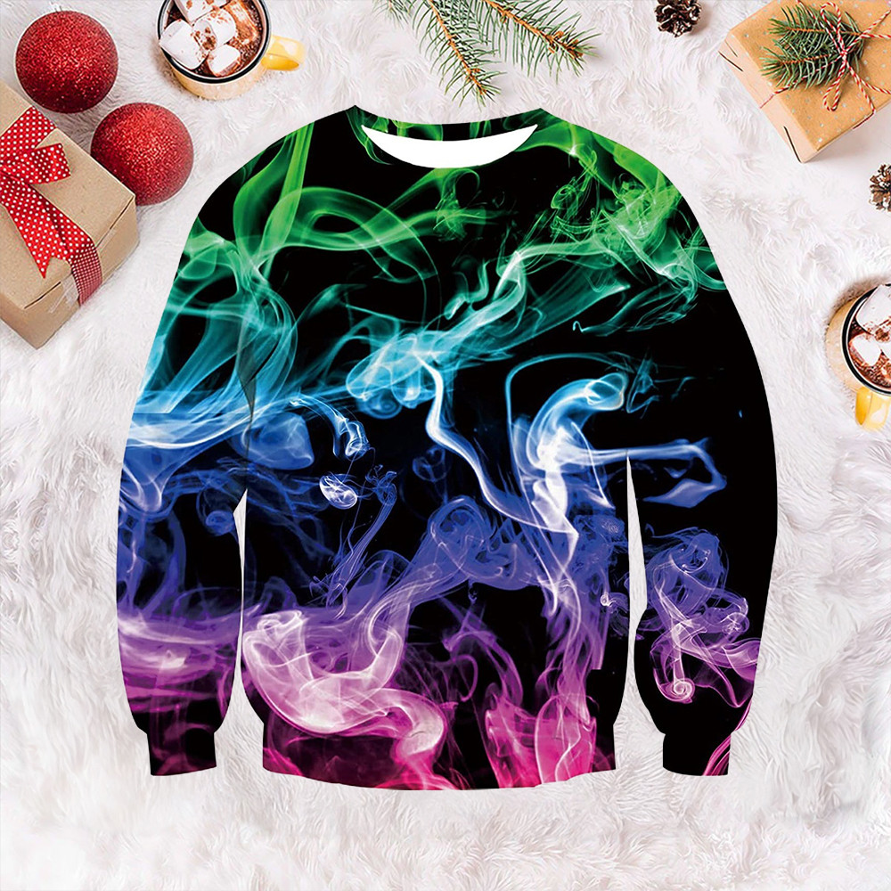 Colorful Smoke Ugly Christmas Sweater Unique Clothing Gifts For Christmas