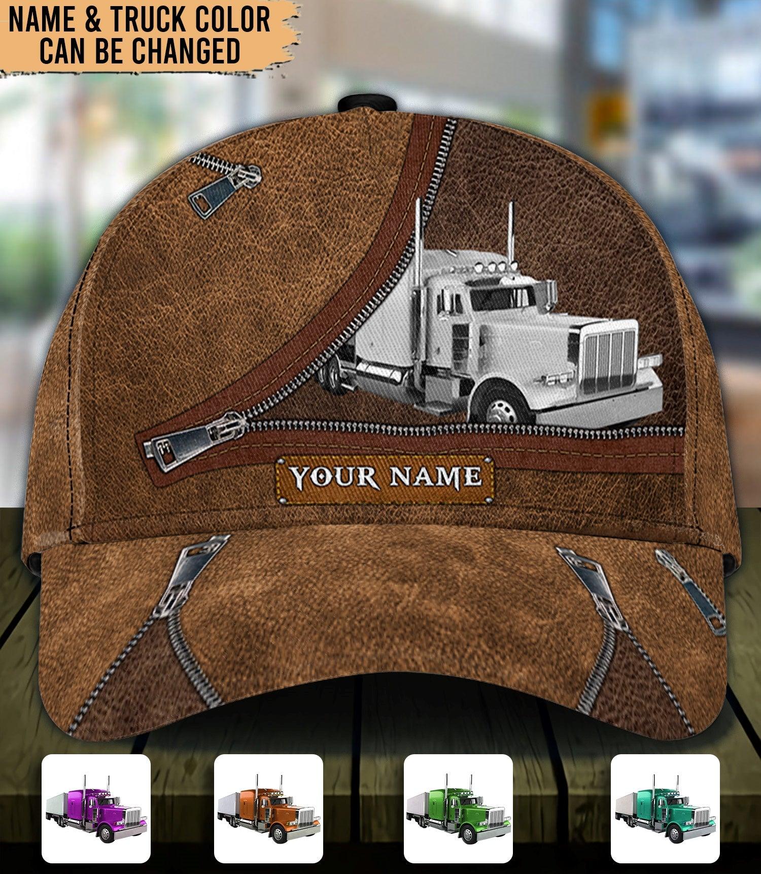 Colorful Truck Zipper Trucker Personalized Classic Cap, Gift For Truckers Trucker Hats Custom Hats Gifts For Men & Women