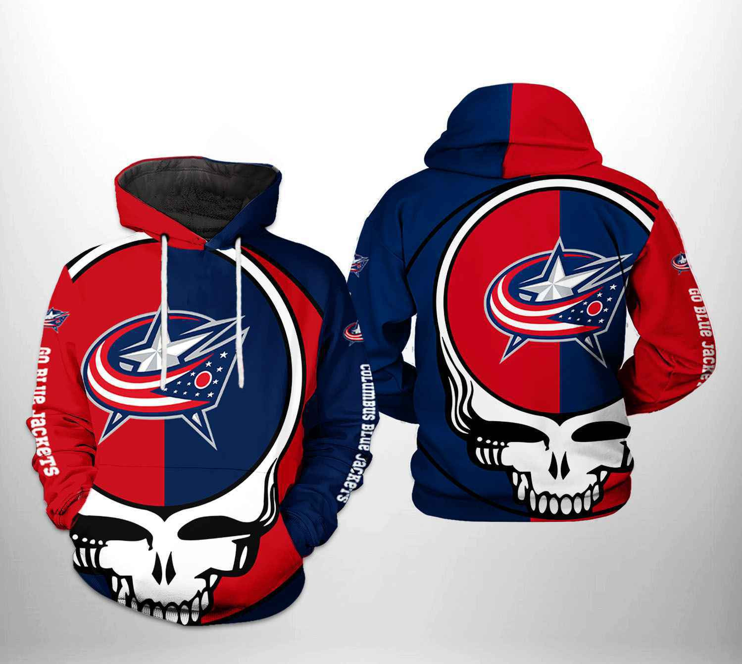 Columbus Blue Jackets NHL Grateful Dead 3D All Over Print Hoodie, Zip Hoodie