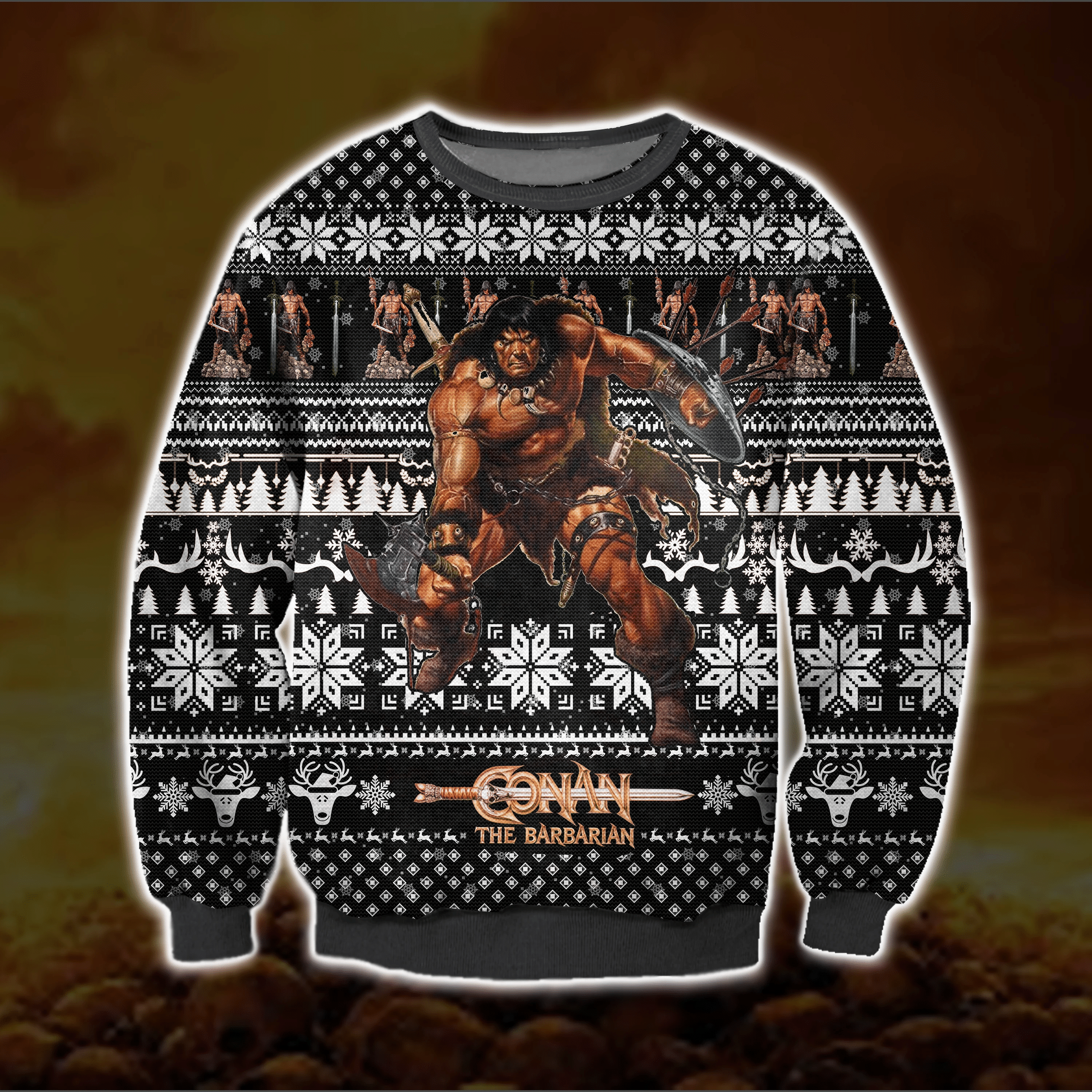 Conan The Barbarian Ugly Christmas Sweater Adult 3D Funny Matching for family