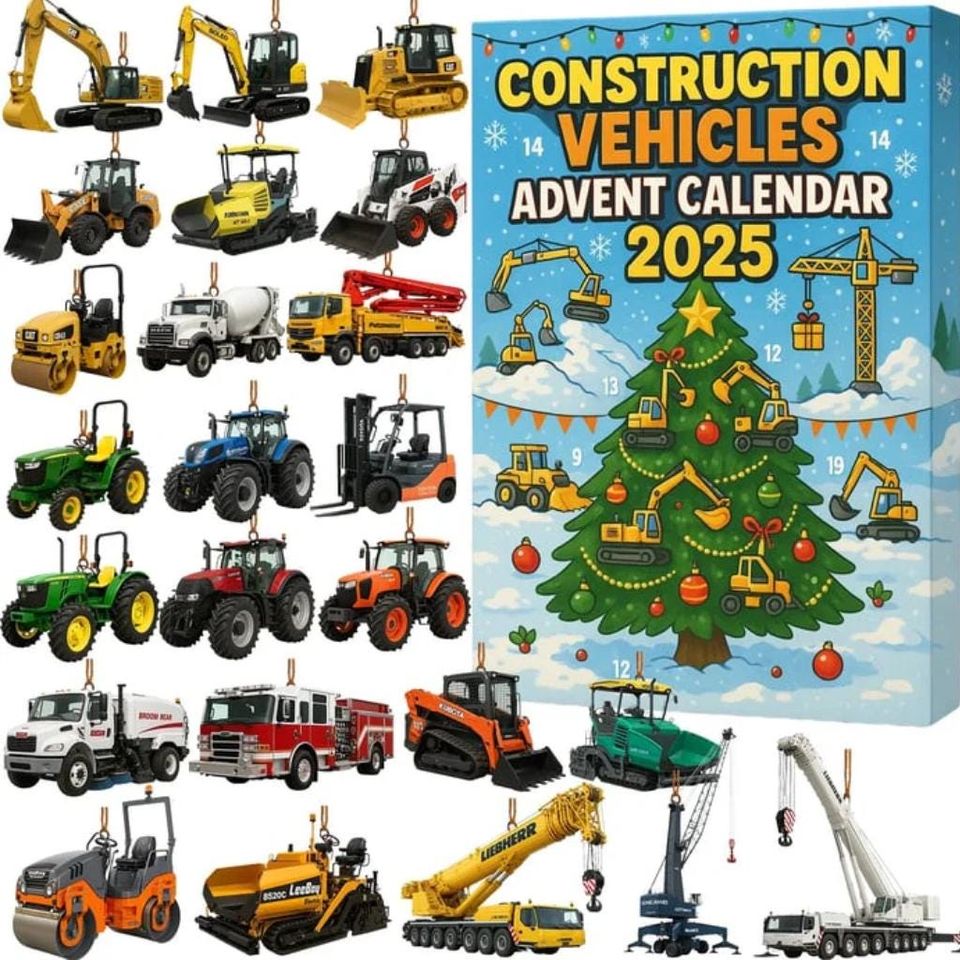 Construction Vehicles Advent Calendar 2025, 24 Days of Christmas Figures