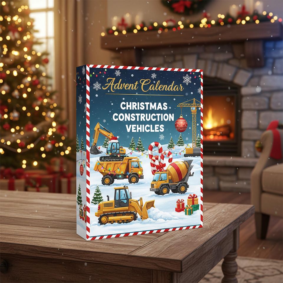 Construction Vehicles Advent Calendar, 24 Acrylic Ornaments, Truck Holiday Countdown Gift - Image 2
