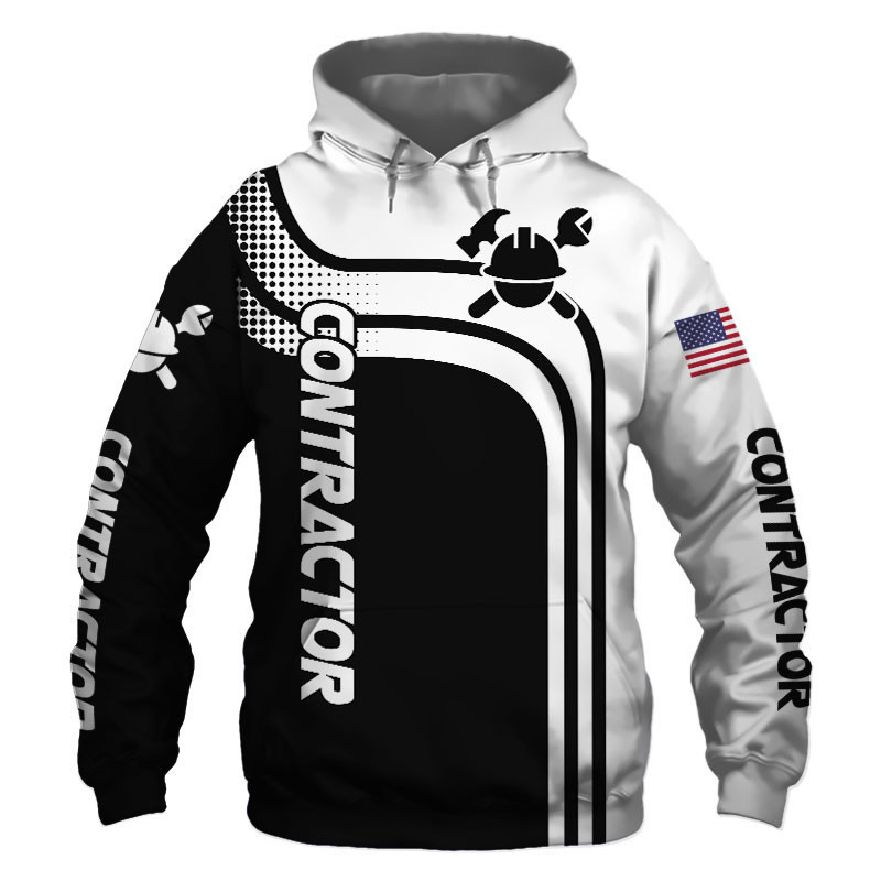 Contractor Black US Flag 3D All Over Print Hoodie, Zip Hoodie