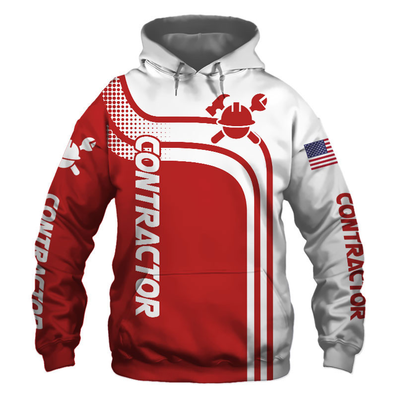 Contractor Red US Flag 3D All Over Print Hoodie, Zip Hoodie