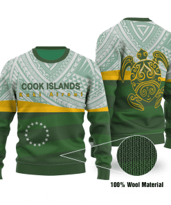 Cook Islands Flag Turtle Tattoo Ugly Christmas Sweater Adult 3D Funny Matching for family