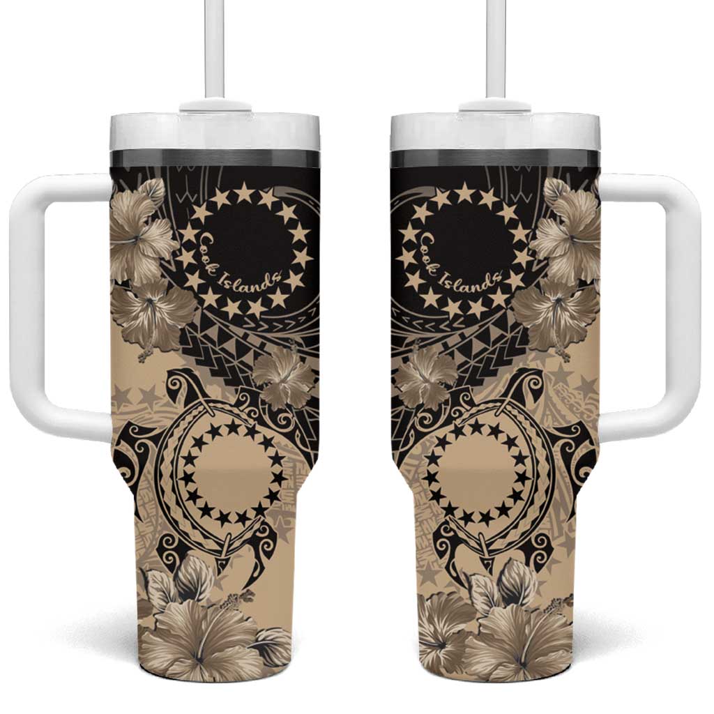 Cook Islands Turtle Stars and Hibiscus Beige Custom Stanley Cup 40 oz 30 oz Tumbler With HandleTVC2301402