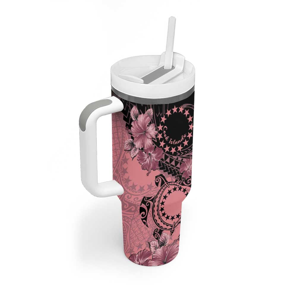 Cook Islands Turtle Stars and Hibiscus Pink Custom Stanley Cup 40 oz 30 oz Tumbler With HandleTVC2301381 - Image 2