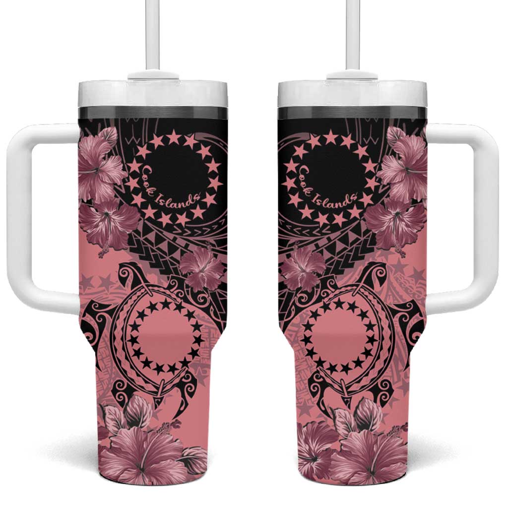 Cook Islands Turtle Stars and Hibiscus Pink Custom Stanley Cup 40 oz 30 oz Tumbler With HandleTVC2301381