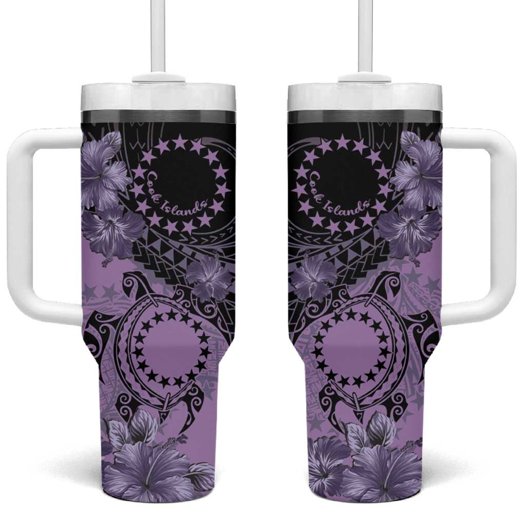 Cook Islands Turtle Stars and Hibiscus Purple Custom Stanley Cup 40 oz 30 oz Tumbler With HandleTVC2301402