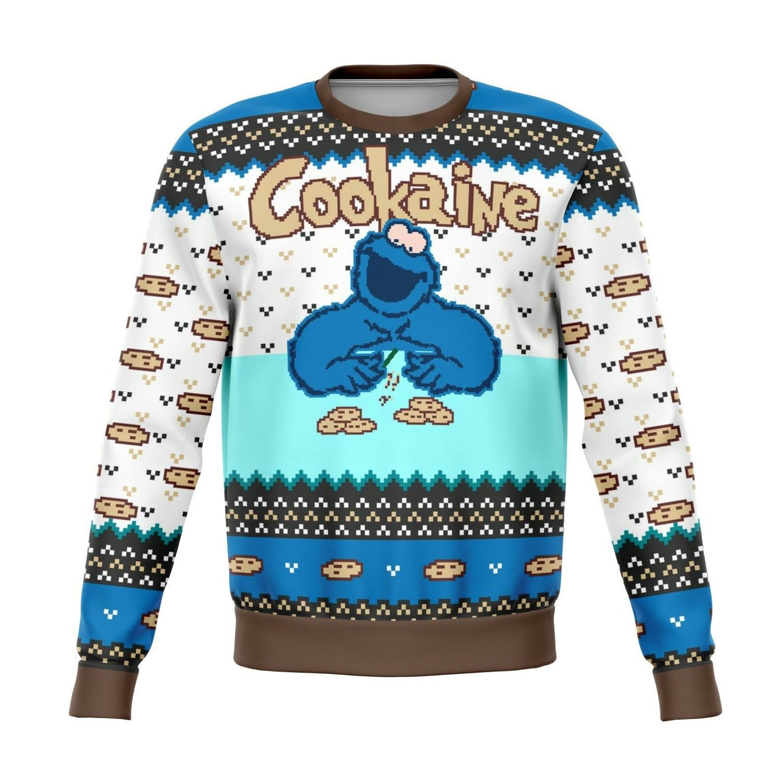 Cookaine Monster Ugly Christmas Sweater Adult 3D Funny Matching for family