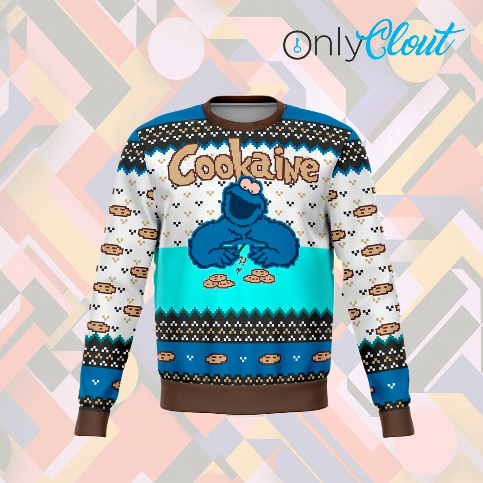 Cookaine Monster Women Ugly Christmas Sweater Adult 3D Funny Matching for family