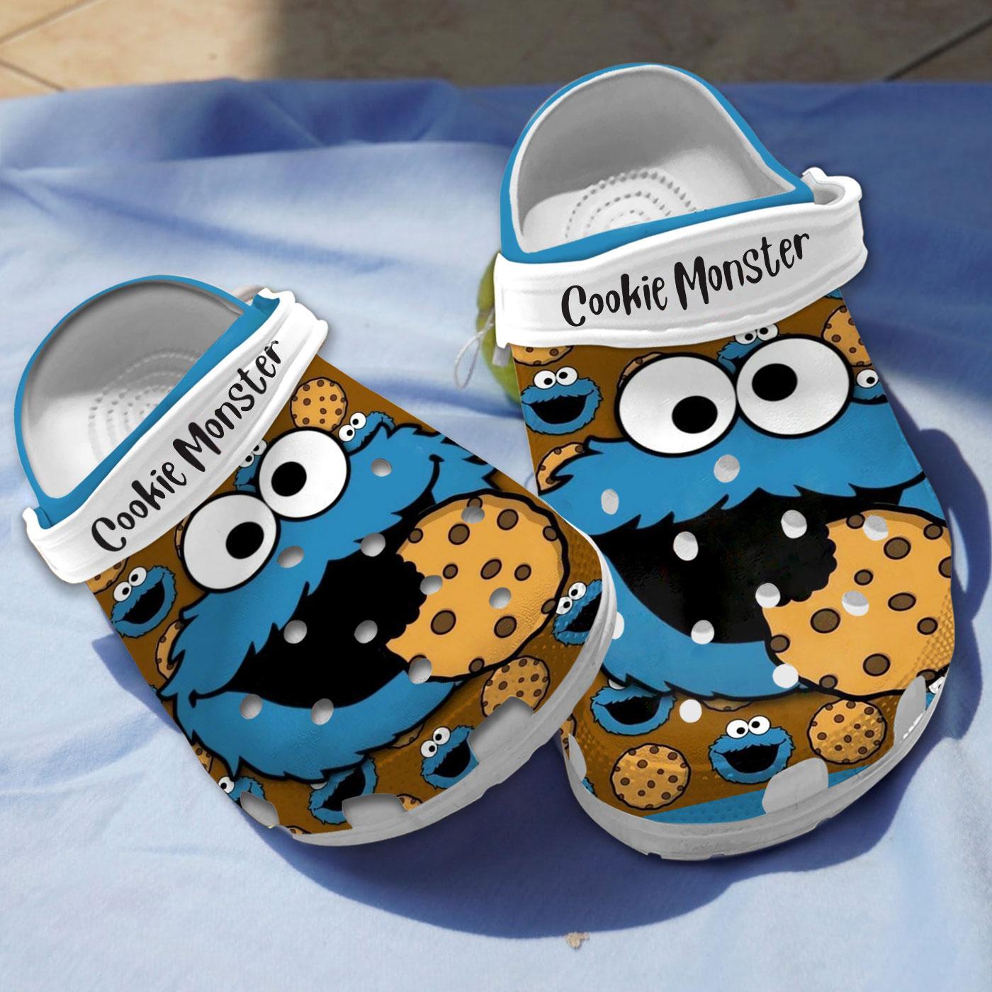 Cookie Monster TV Series Crocs Crocband Clogs Shoes Comfortable For Men Women and Kids