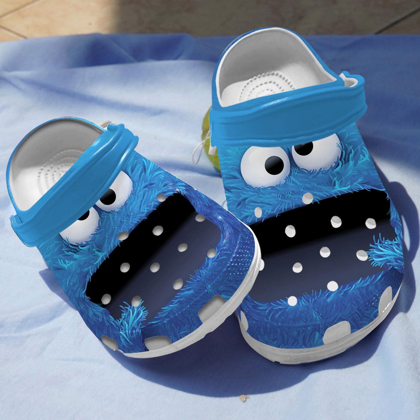 Cookie Monster TV Series Crocs Crocband Clogs Shoes Comfortable For Men Women and Kids