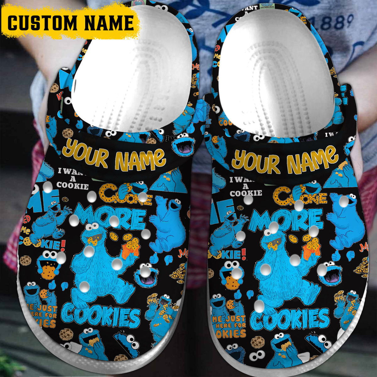 Cookie Monster TV Series Crocs Crocband Clogs Shoes Comfortable For Men Women and Kids