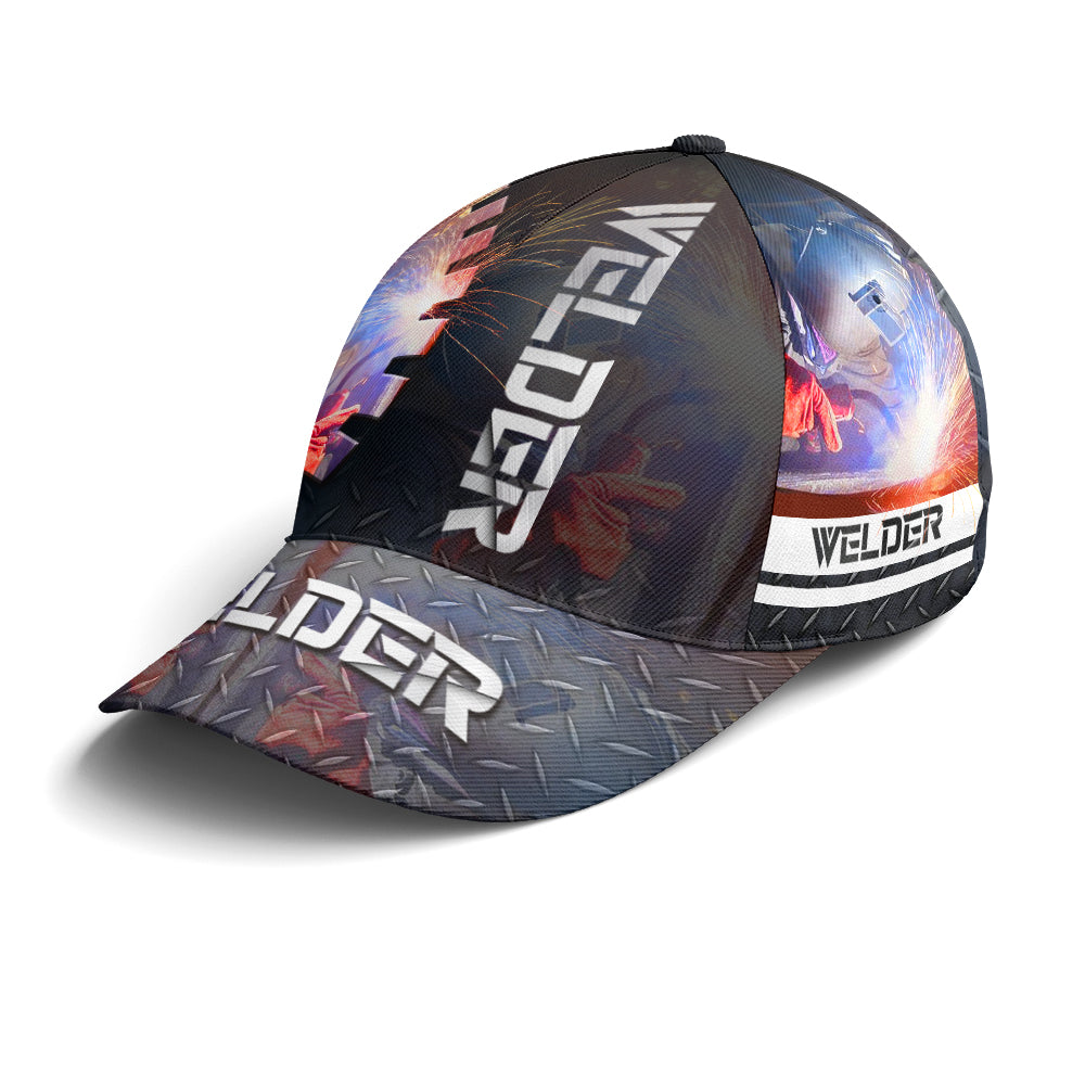 Cool Baseball Cap For Welder Metallic Style Trucker Hats Custom Hats Gifts For Men & Women