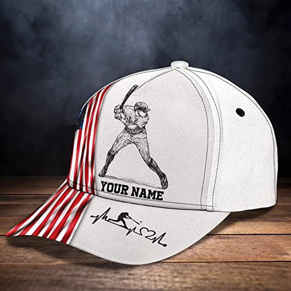 Cool Baseball Heartbeat Hat in an American Flag Design Mens WoMen's 3D classic cap Trucker Hats Custom Hats Gifts For Men & Women