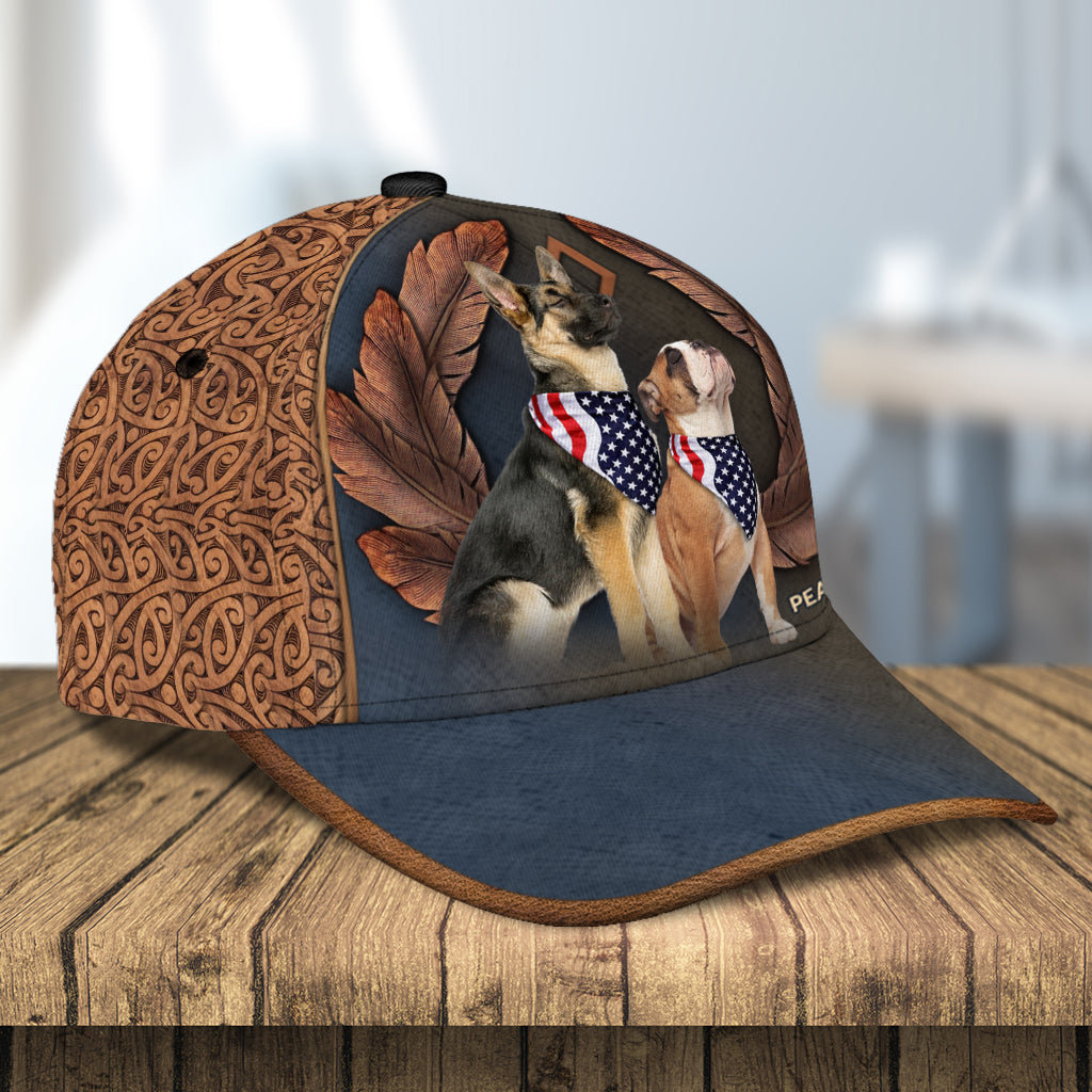 Cool Dogs With USA Flag Dog Personalized Classic Cap, Personalized Gift for Dog Lovers, Dog Dad, Dog Mom Trucker Hats Custom Hats Gifts For Men & Women