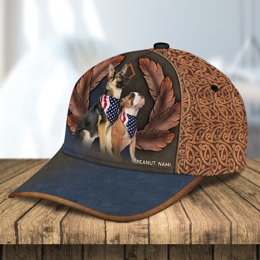 Cool Dogs With USA Flag Dog Personalized Classic Cap, Personalized Gift for Dog Lovers, Dog Dad, Dog Mom Trucker Hats Custom Hats Gifts For Men & Women