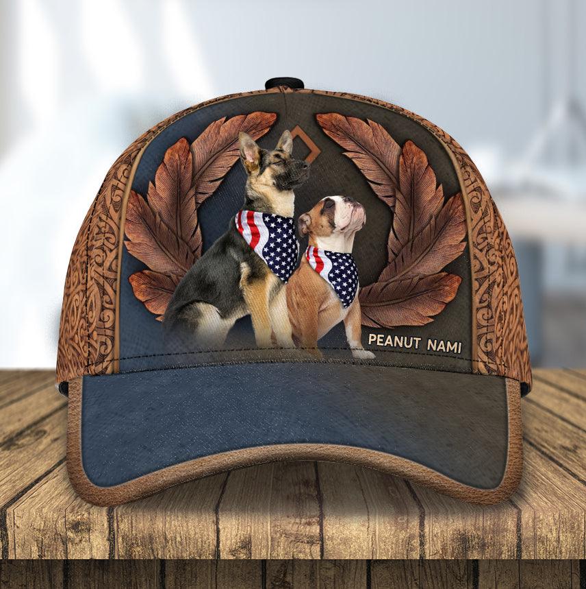 Cool Dogs With USA Flag Dog Personalized Classic Cap, Personalized Gift for Dog Lovers, Dog Dad, Dog Mom Trucker Hats Custom Hats Gifts For Men & Women