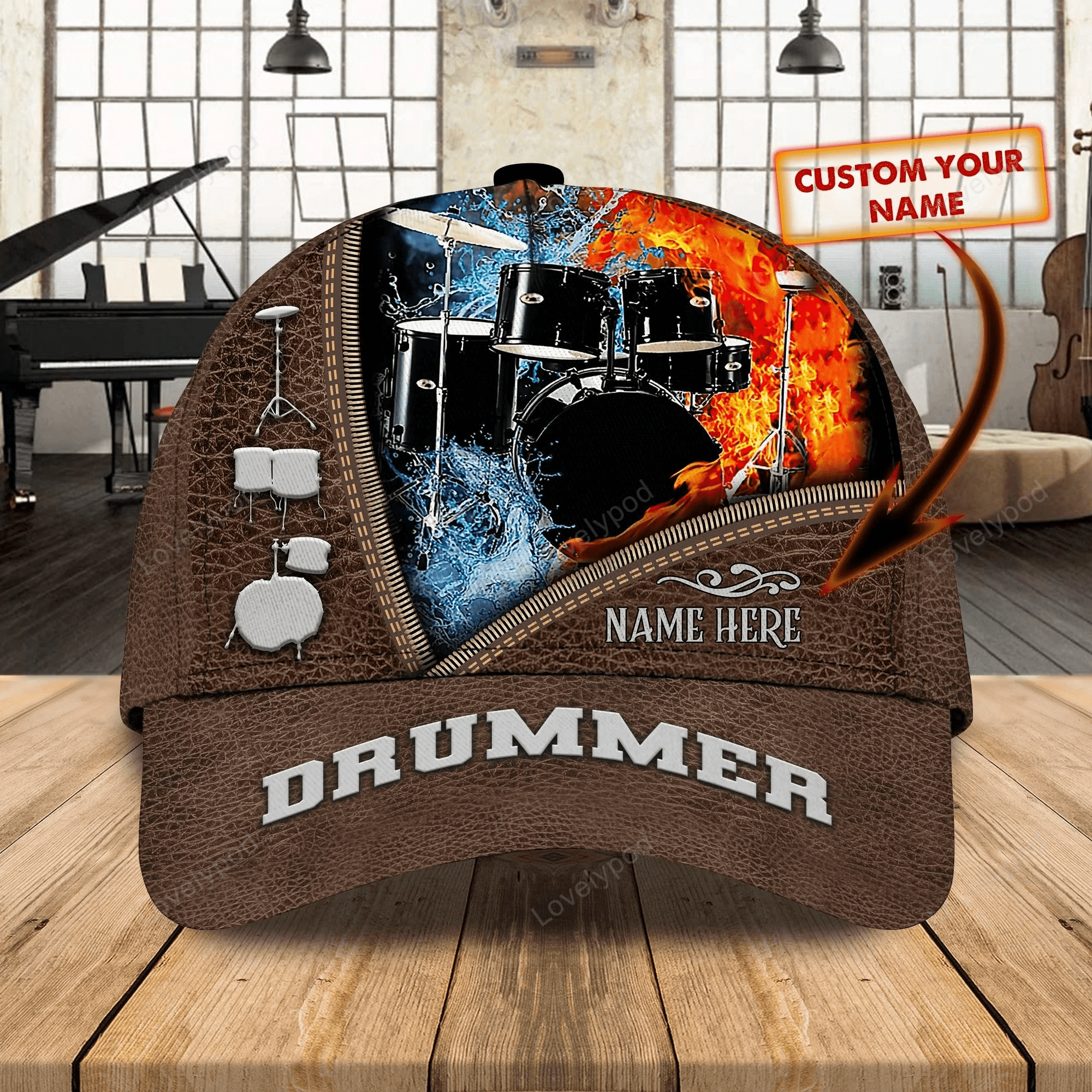 Cool Drum Classic Cap With Drummer Name, Present To Drum Lover, Drum Player Cap Hat For Travel Summer, Drum Cap Trucker Hats Custom Hats Gifts For Men & Women