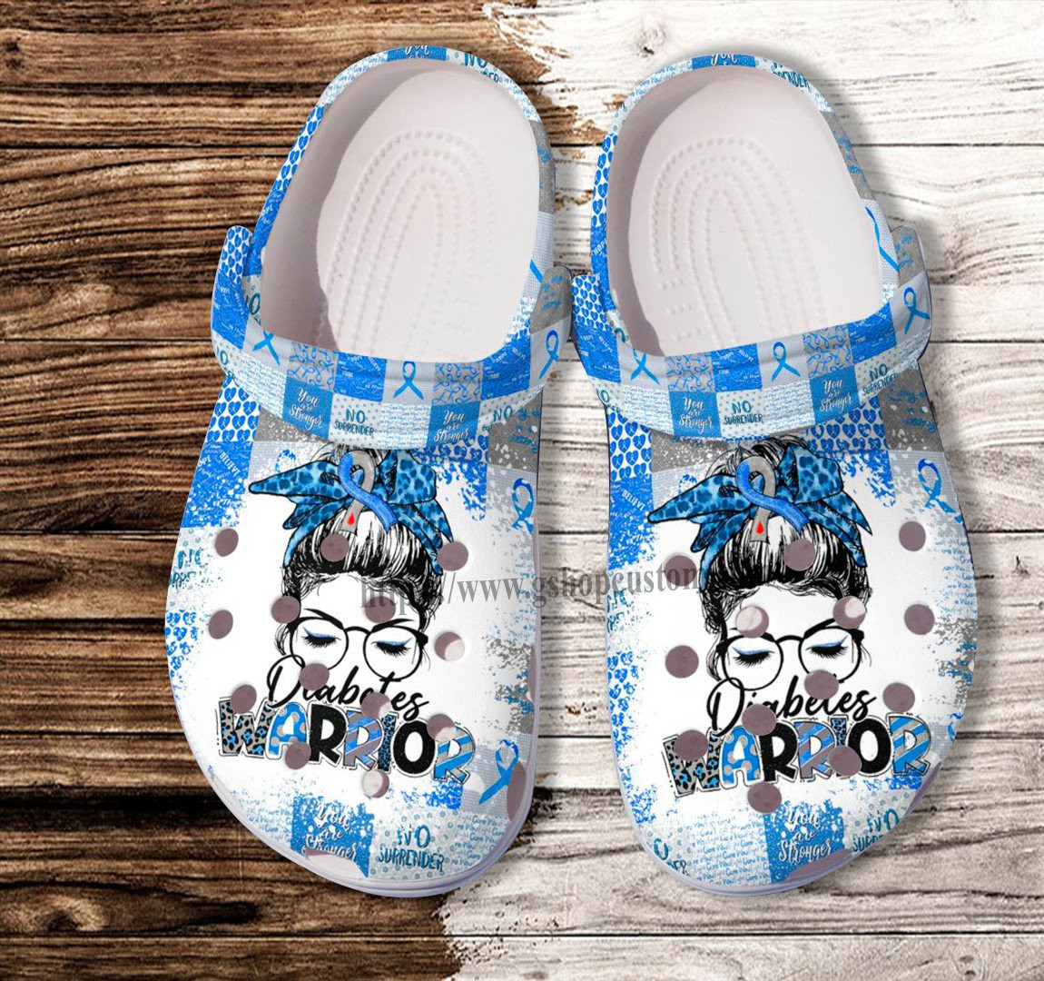 Cool Girl Diabetes Warrior Wear Blue Shoes - Diabetes Awareness Shoes Croc Clogs