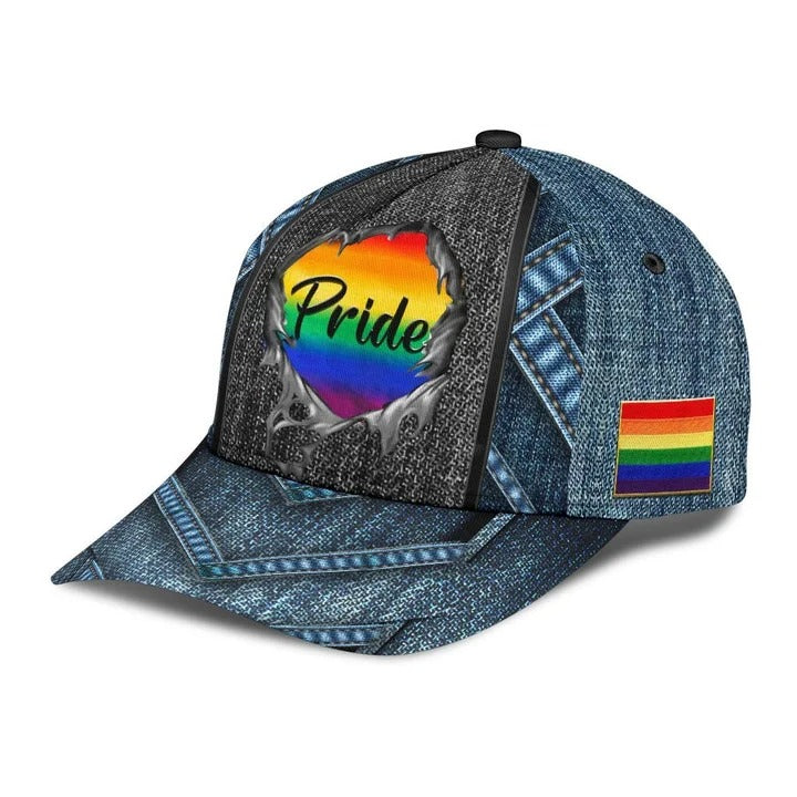 Cool Jean Texture Pride Lgbt 3D Printing Baseball Cap Hat, Gay Pride Baseball Cap Trucker Hats Custom Hats Gifts For Men & Women