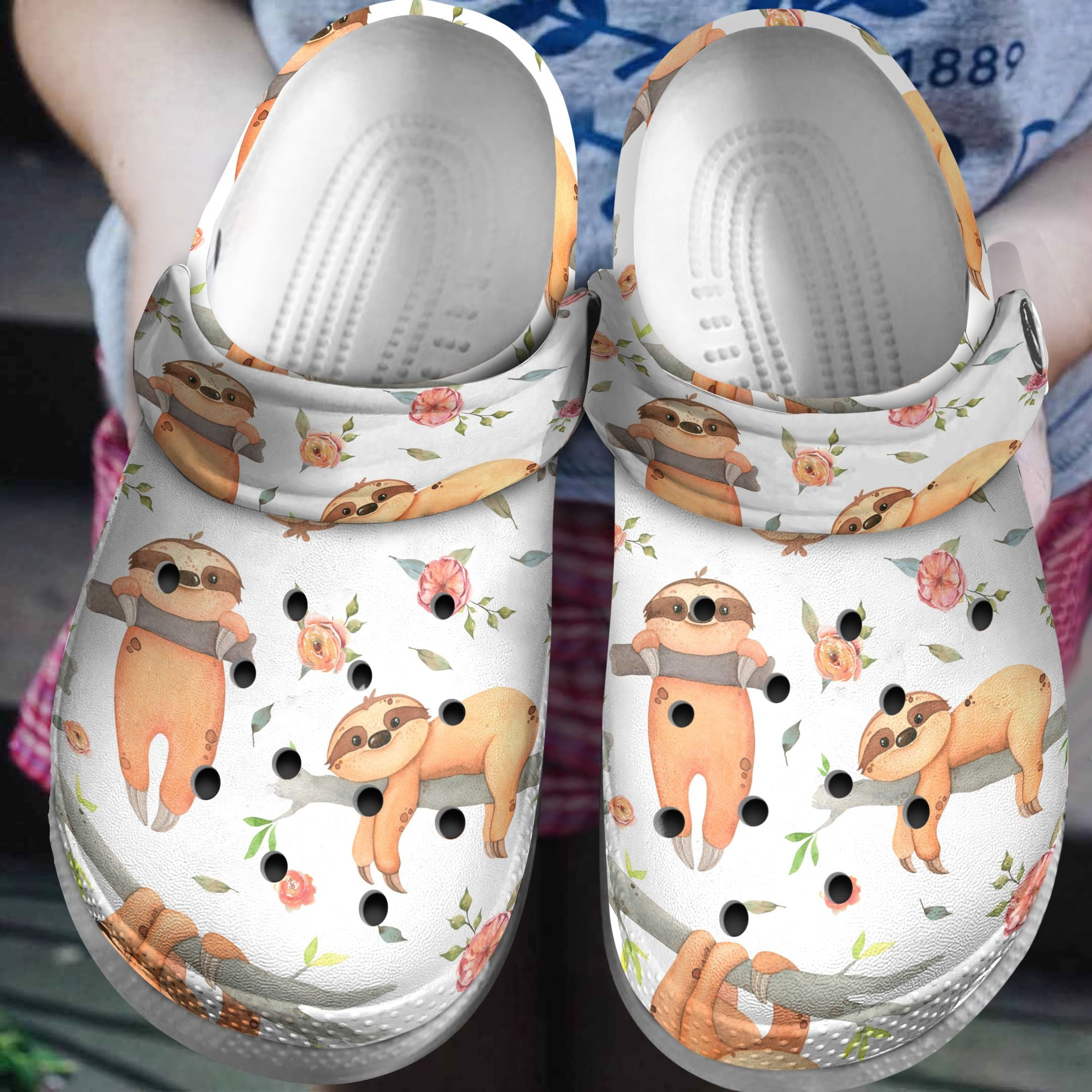 Cool Sloth With Flower Shoes - Funny Animal clog Gift For Birthday