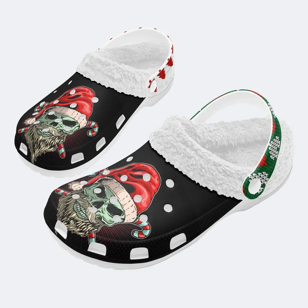 Cool Zombie Christmas Crocs Crocband Fleece Lined Clogs Shoes Comfortable For Men Women and Kids In Winter
