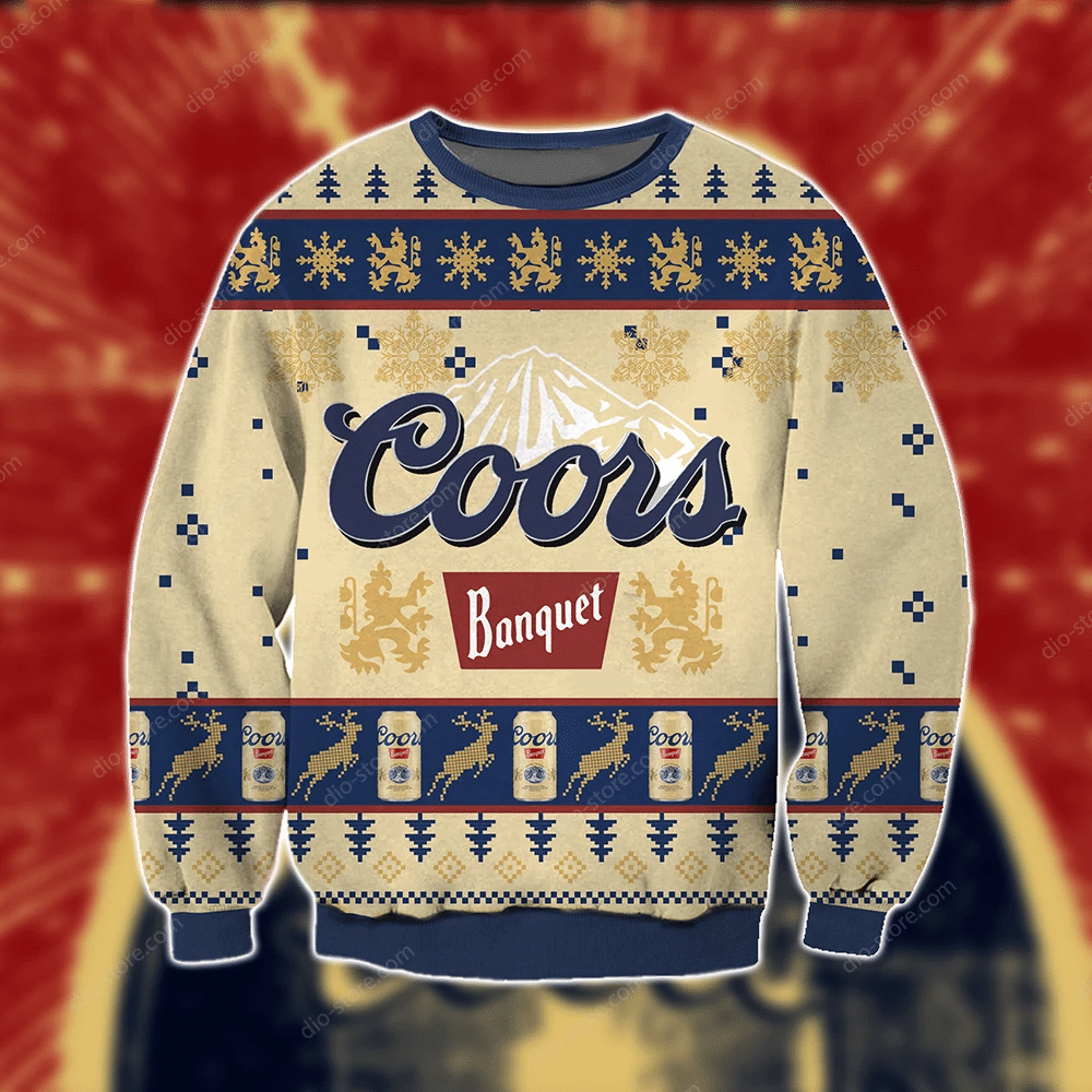 Coors Banquet Beer Knitting Pattern 3D Print Ugly Christmas Sweater Adult 3D Funny Matching for family