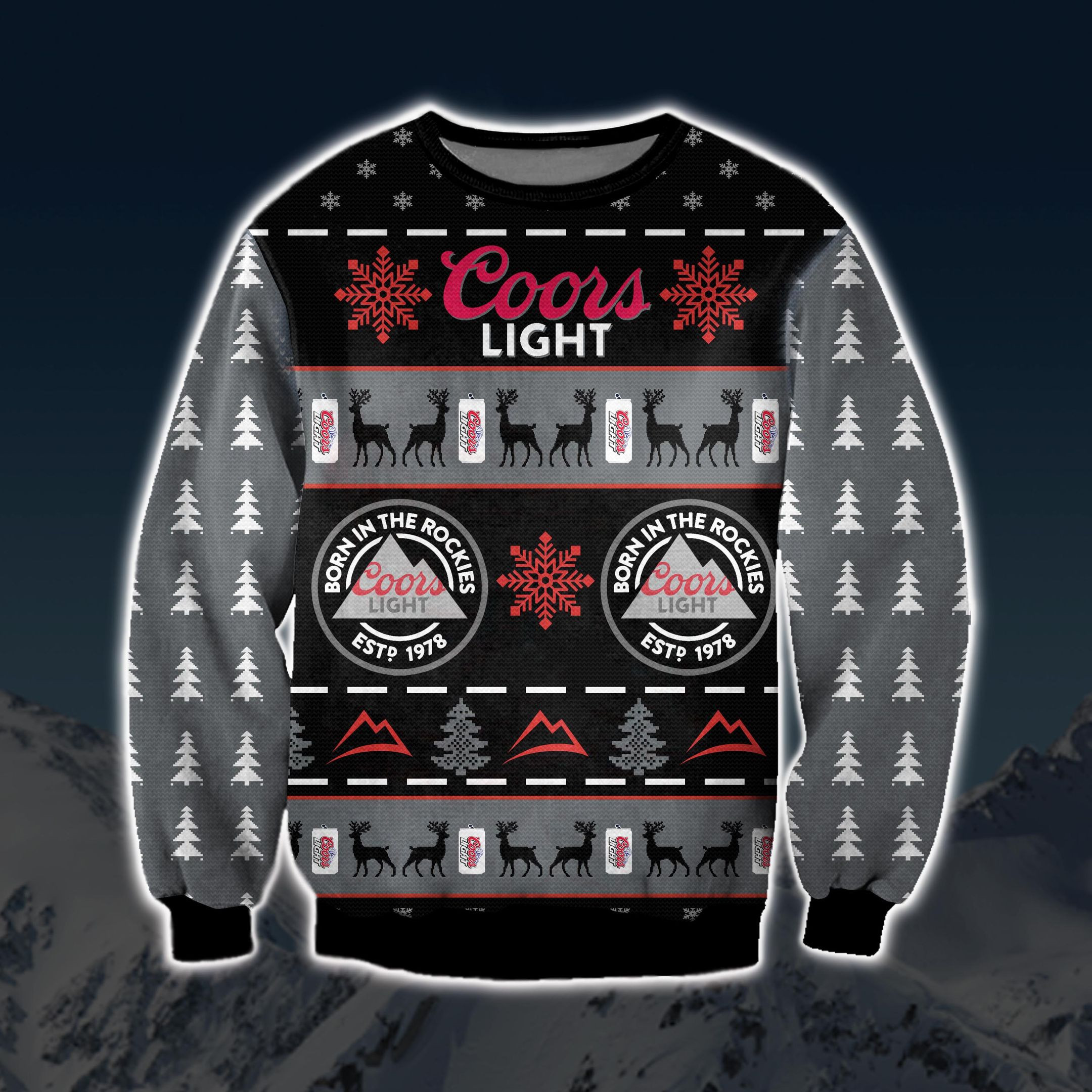 Coors Light Beer Knitting Pattern 3D Print Ugly Christmas Sweater Adult 3D Funny Matching for family